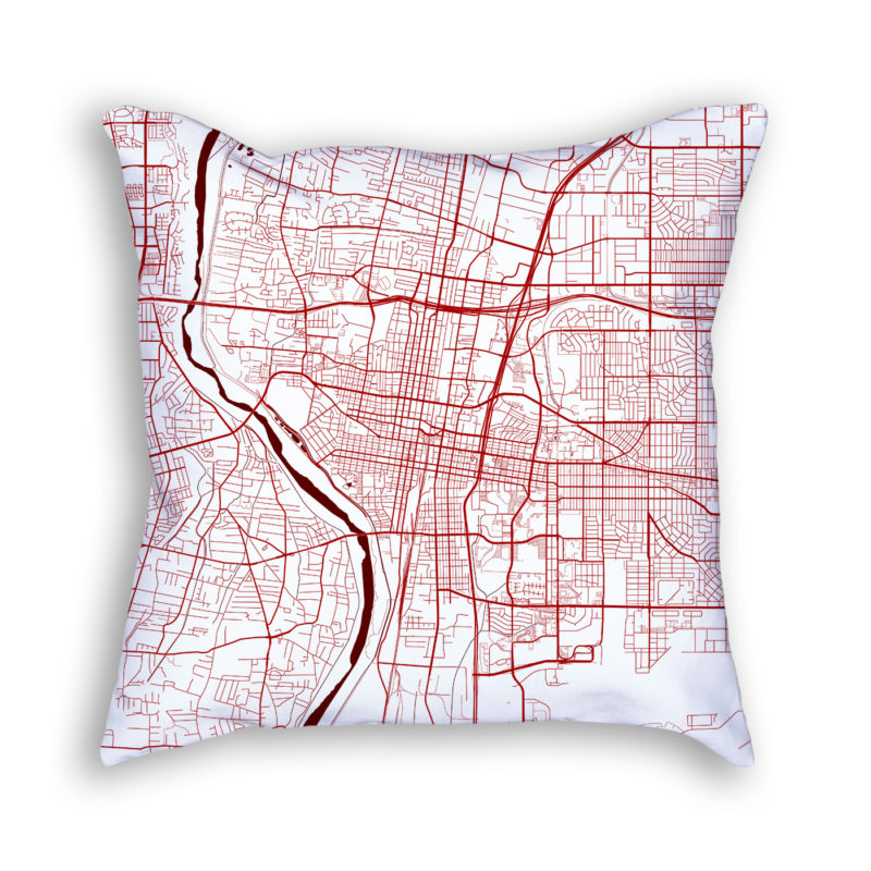 Albuquerque New Mexico City Map Art Decorative Throw Pillow