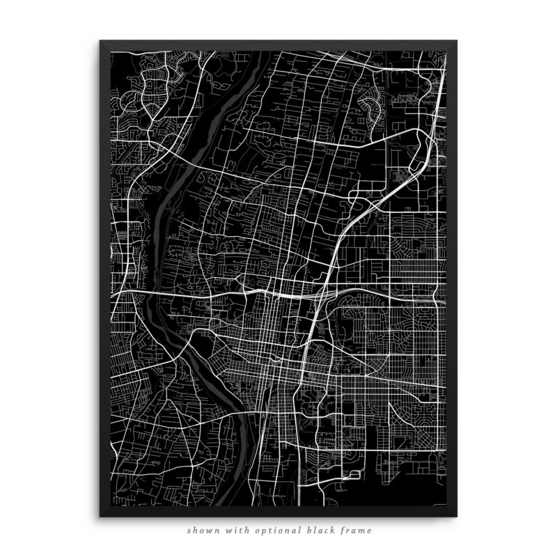 Albuquerque NM City Street Map Black Poster