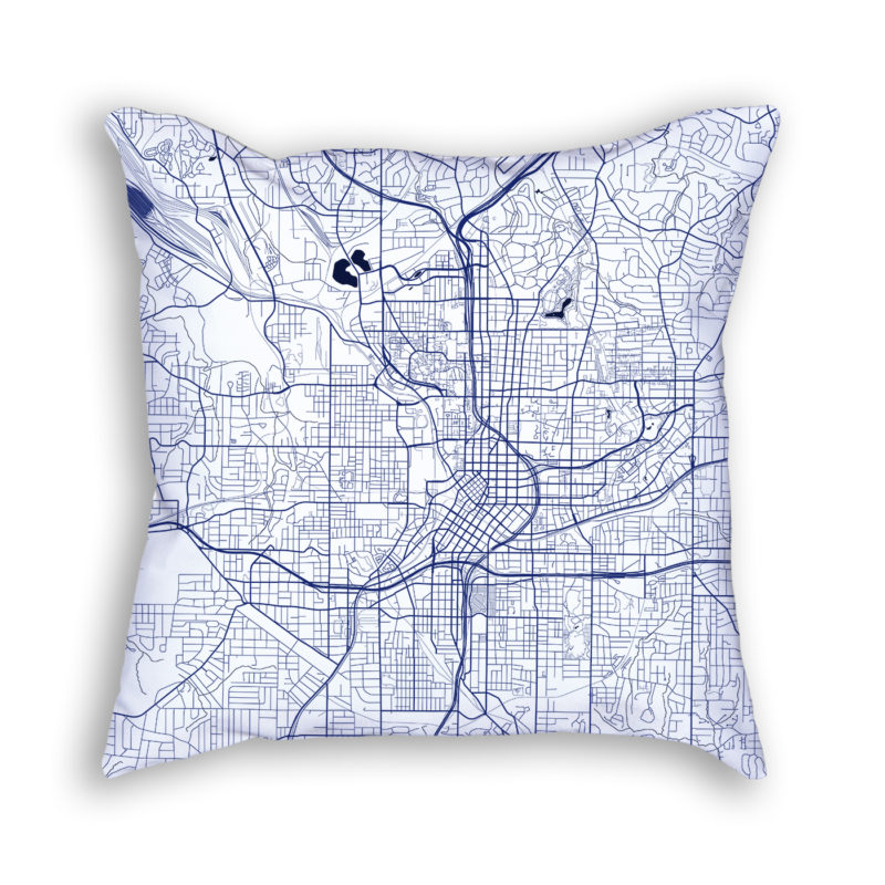 Atlanta Georgia City Map Art Decorative Throw Pillow