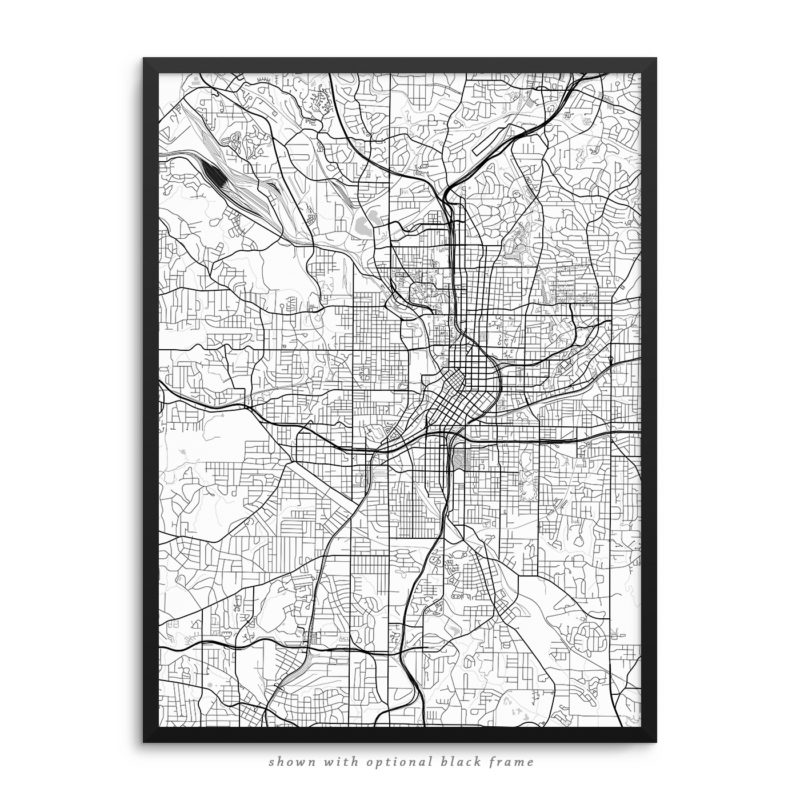 Atlanta GA City Street Map White Poster