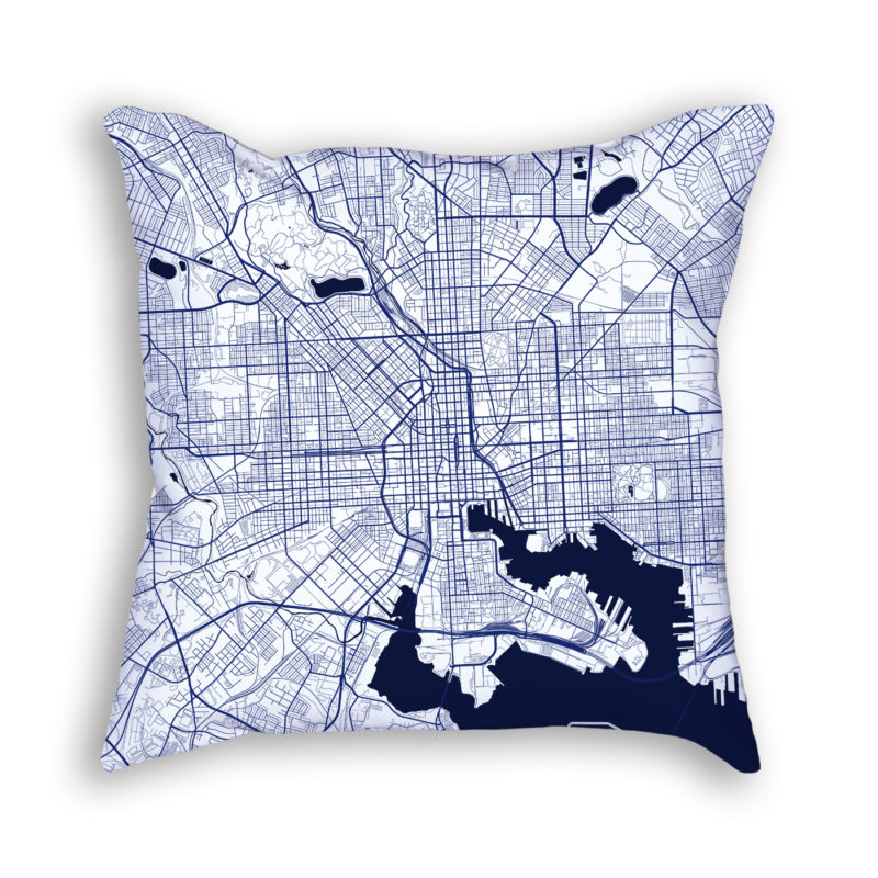 Baltimore Maryland City Map Art Decorative Throw Pillow
