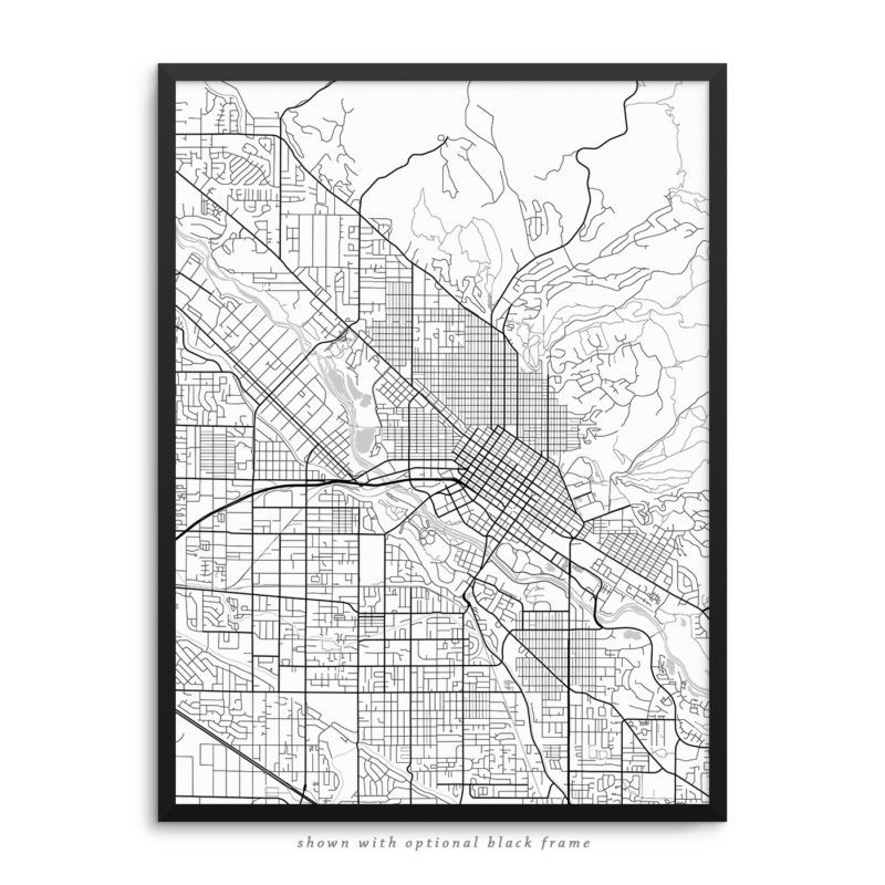 Boise ID City Street Map White Poster