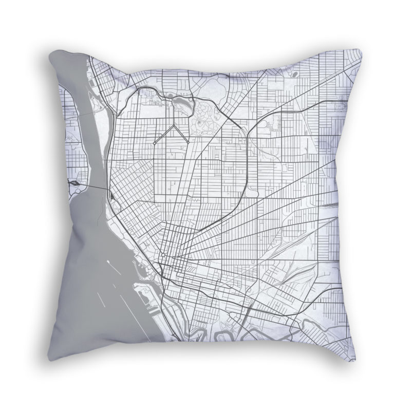 Buffalo New York City Map Art Decorative Throw Pillow