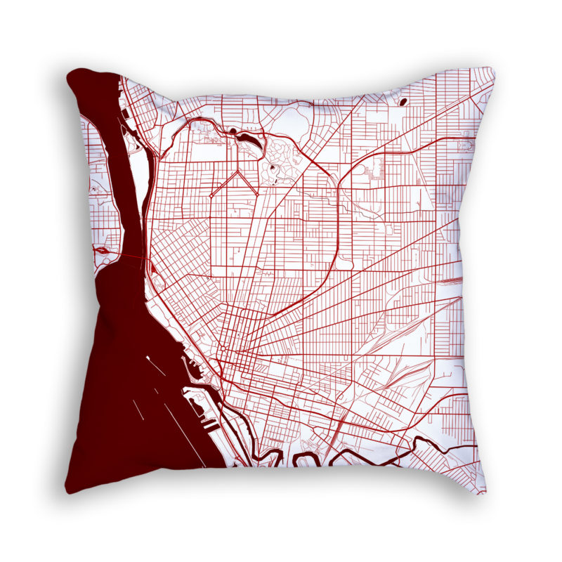 Buffalo New York City Map Art Decorative Throw Pillow