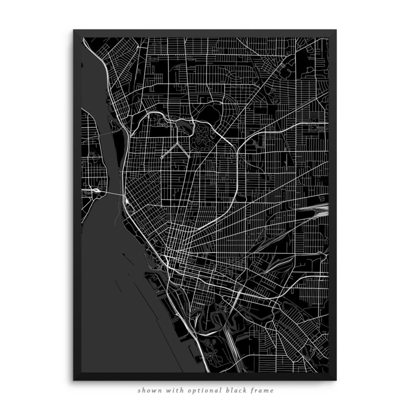 Buffalo NY City Street Map Black Poster