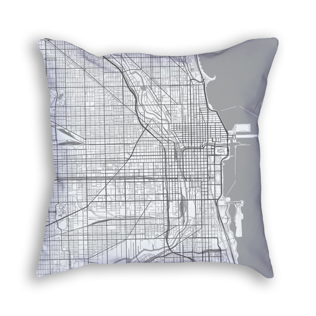 Chicago Illinois Throw Pillow City Map Decor