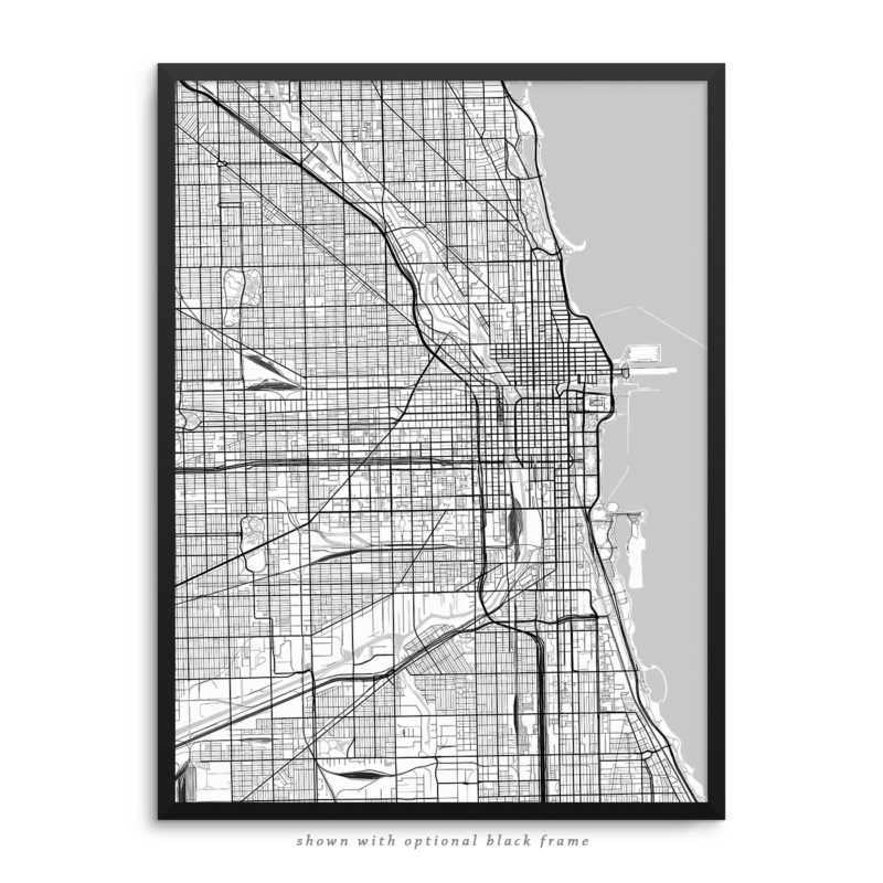 Chicago IL City Street Map White Poster