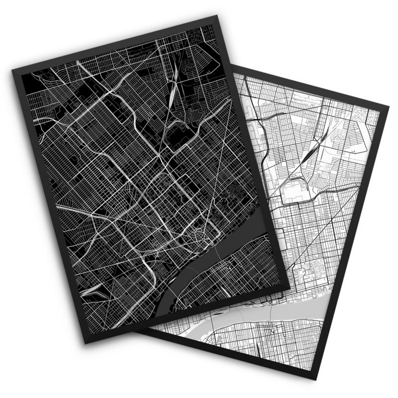 Detroit MI City Map Decor