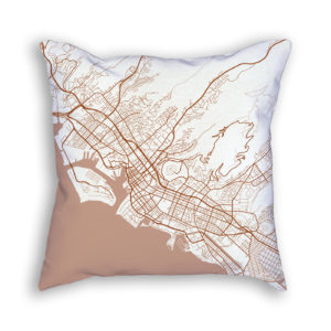 Honolulu Hawaii City Map Art Decorative Throw Pillow