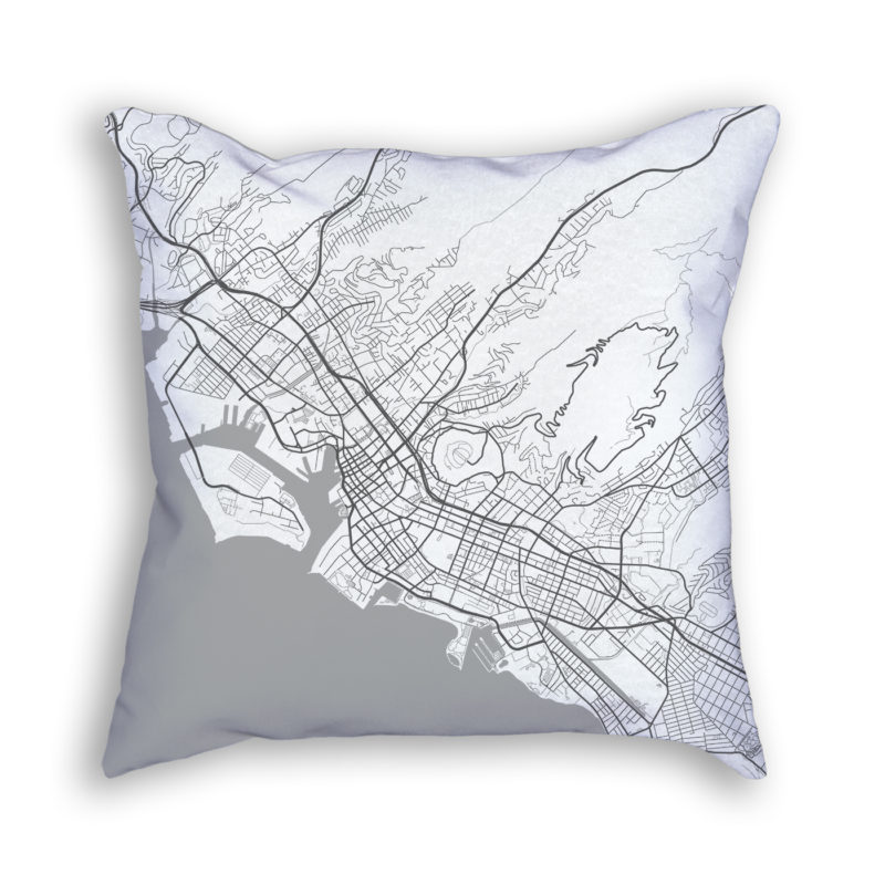 Honolulu Hawaii City Map Art Decorative Throw Pillow