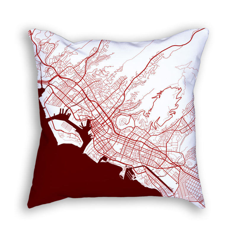 Honolulu Hawaii City Map Art Decorative Throw Pillow