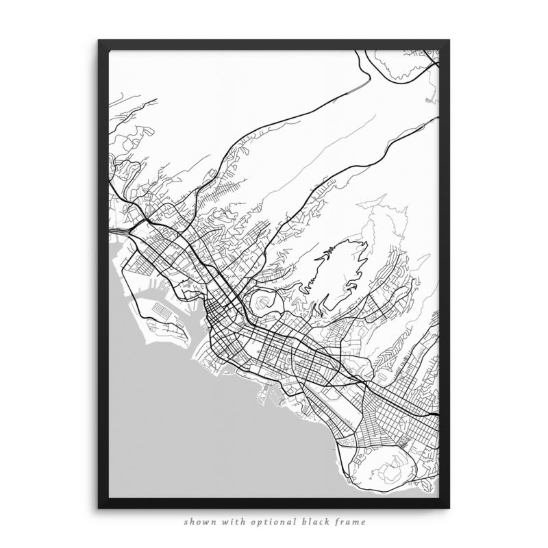 Honolulu HI City Street Map White Poster