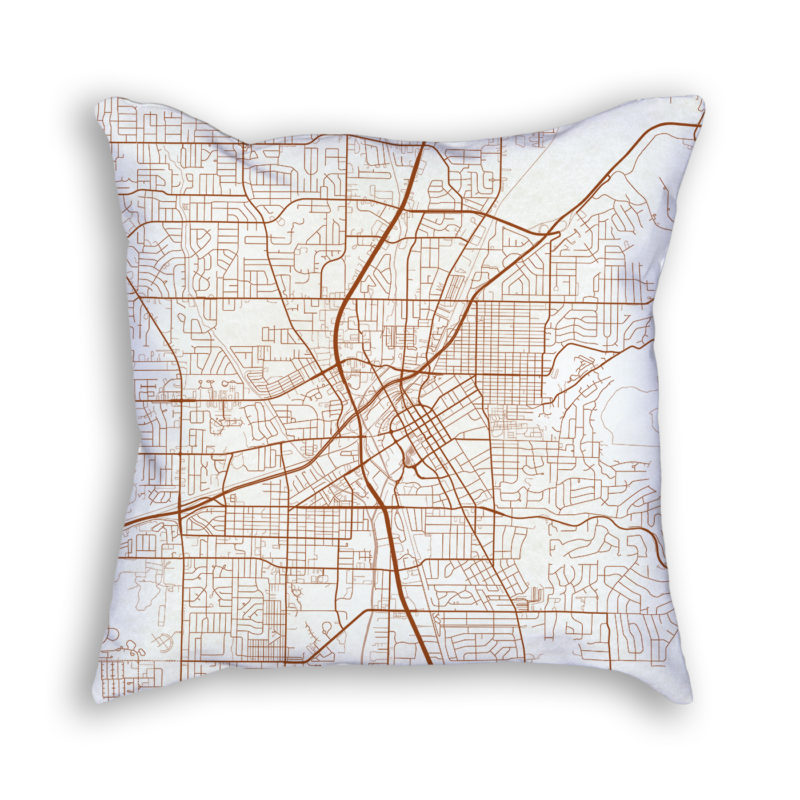 Huntsville Alabama City Map Art Decorative Throw Pillow