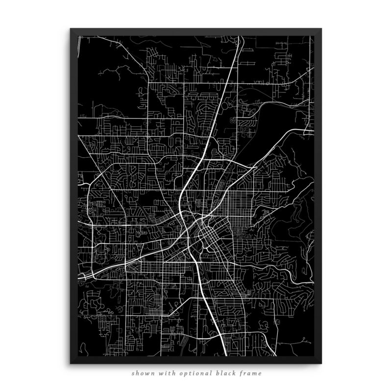 Huntsville AB City Street Map Black Poster