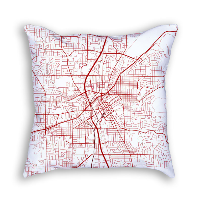 Huntsville Alabama City Map Art Decorative Throw Pillow