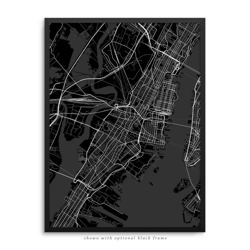 Jersey City NJ City Street Map Black Poster