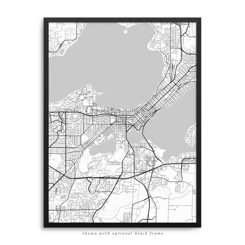 Madison WI City Street Map White Poster