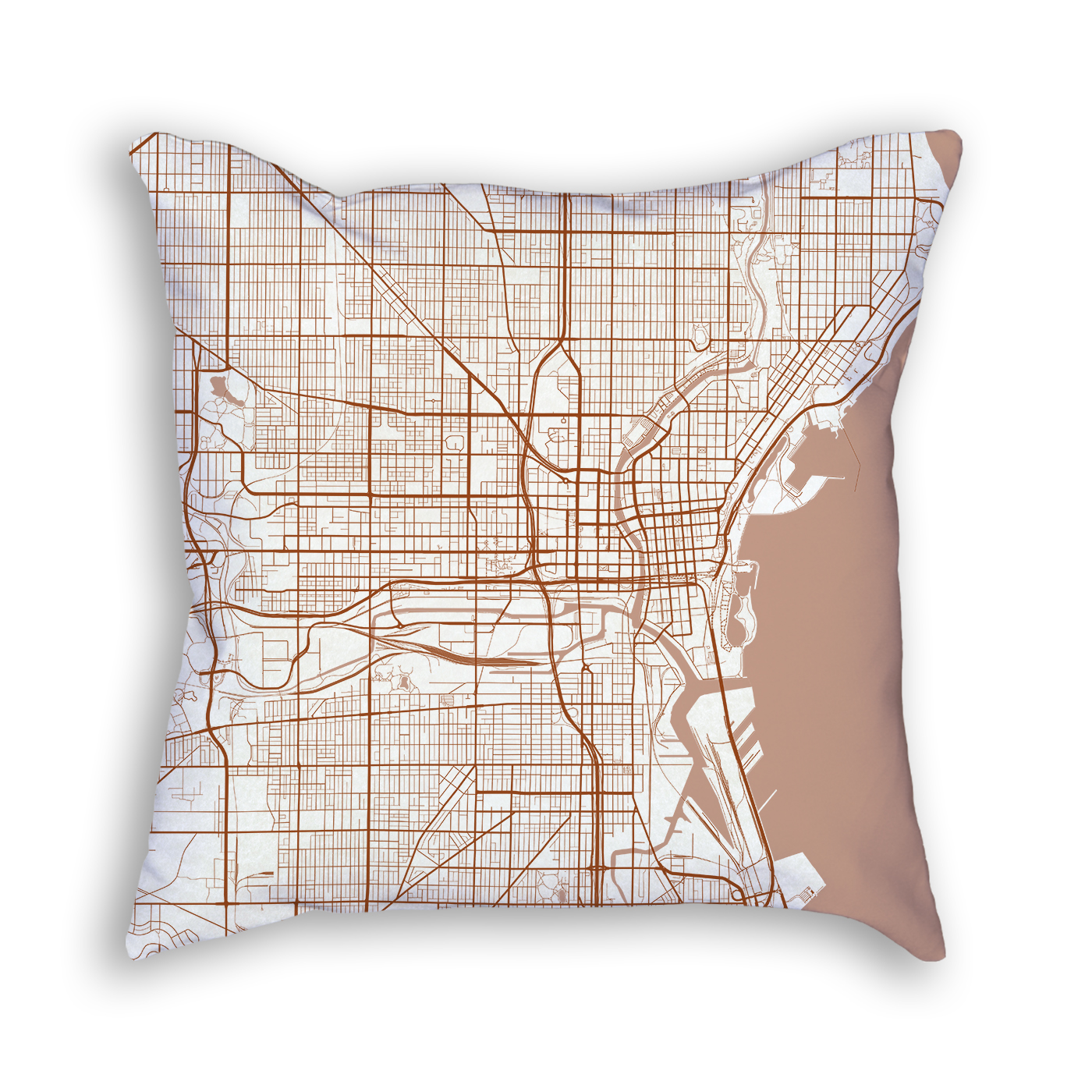 Milwaukee Wisconsin City Map Art Decorative Throw Pillow