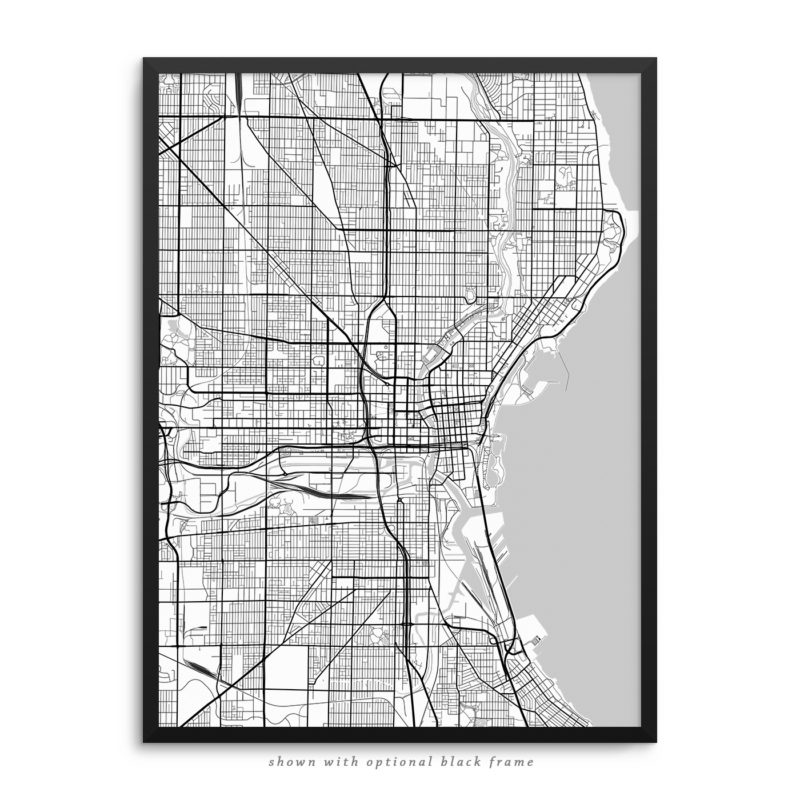 Milwaukee WI City Street Map White Poster