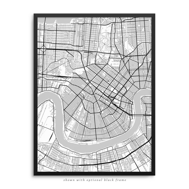 New Orleans LA City Street Map White Poster