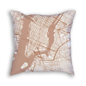 New York City New York City Map Art Decorative Throw Pillow