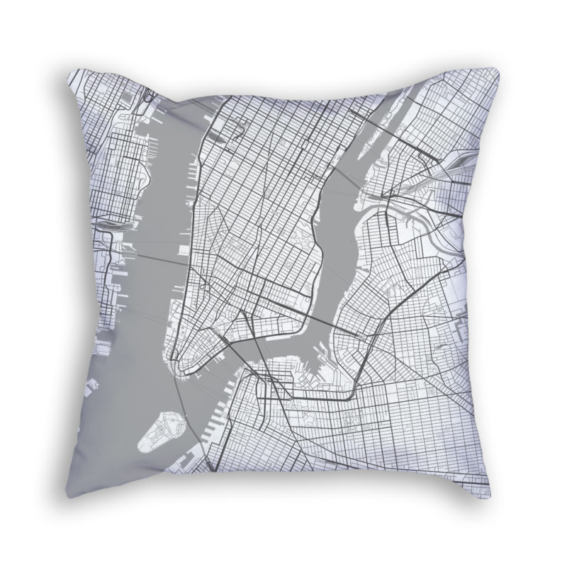 New York City New York City Map Art Decorative Throw Pillow