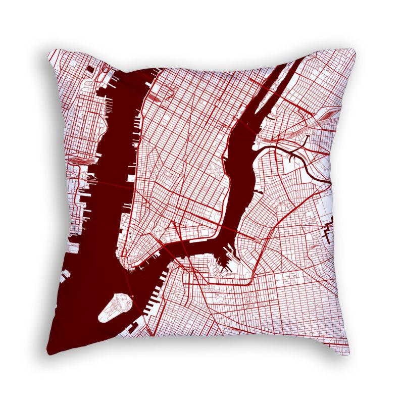New York City New York City Map Art Decorative Throw Pillow