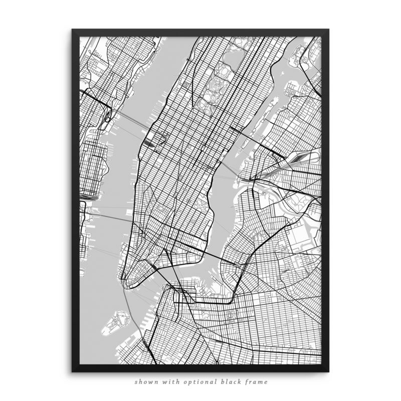 New York City NY City Street Map White Poster