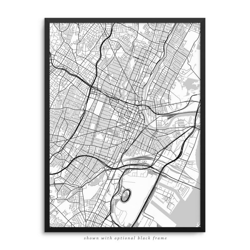 Newark NJ City Street Map White Poster