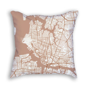 Norfolk Virginia City Map Art Decorative Throw Pillow