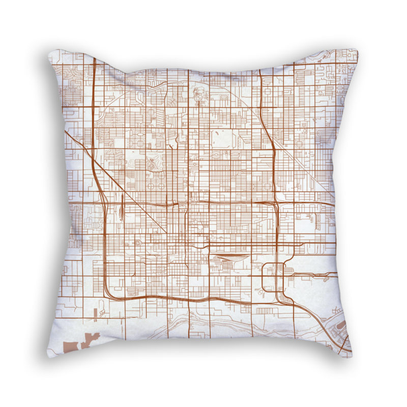 Phoenix Arizona City Map Art Decorative Throw Pillow