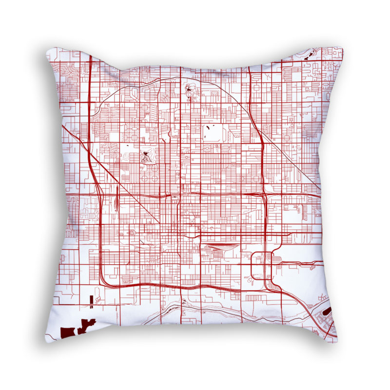 Phoenix Arizona City Map Art Decorative Throw Pillow
