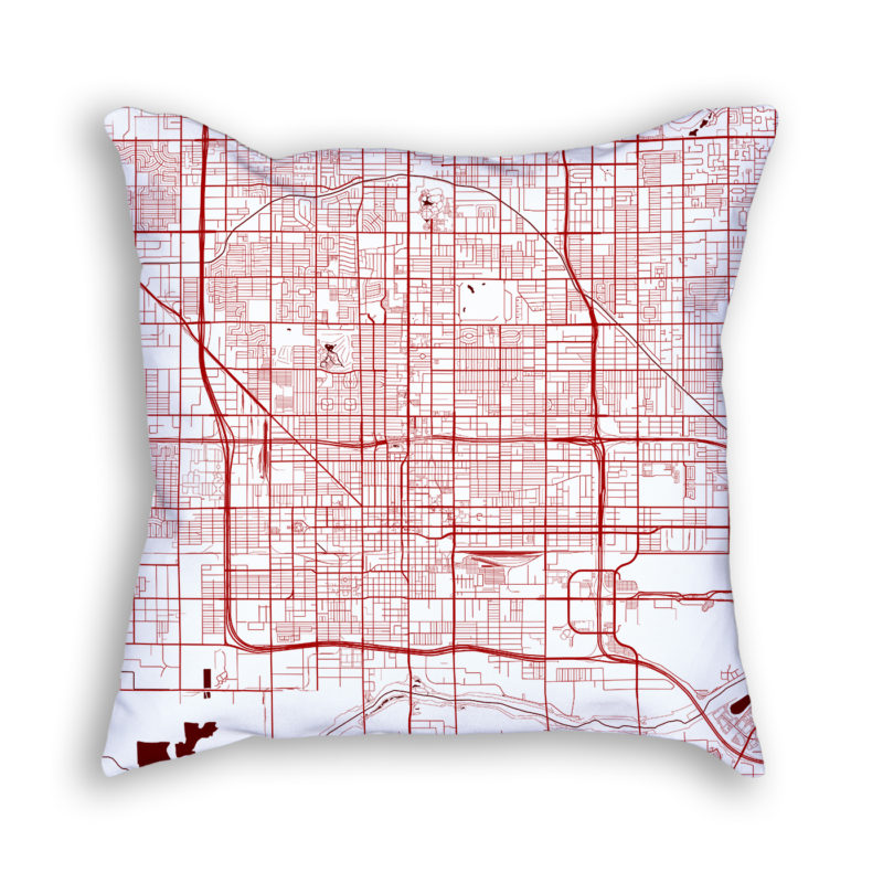Phoenix Arizona City Map Art Decorative Throw Pillow
