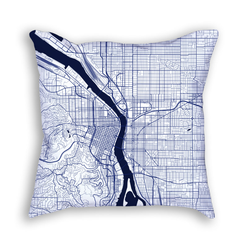 Portland Oregon City Map Art Decorative Throw Pillow