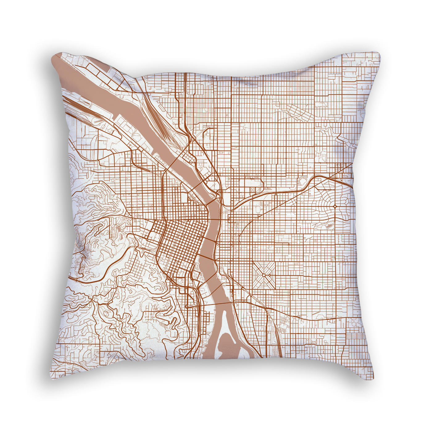 Portland Oregon City Map Art Decorative Throw Pillow