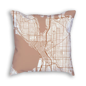 Seattle Washington City Map Art Decorative Throw Pillow