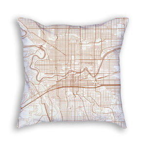 Spokane Washington City Map Art Decorative Throw Pillow