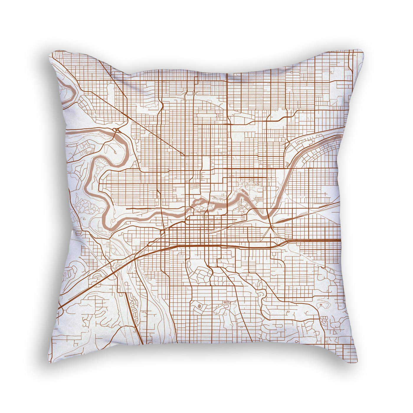Spokane Washington City Map Art Decorative Throw Pillow