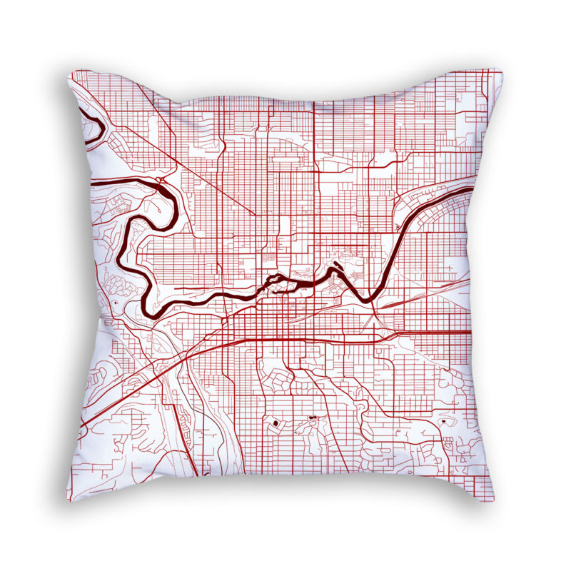 Spokane Washington City Map Art Decorative Throw Pillow