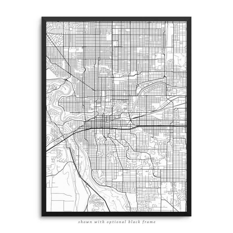 Spokane WA City Street Map White Poster