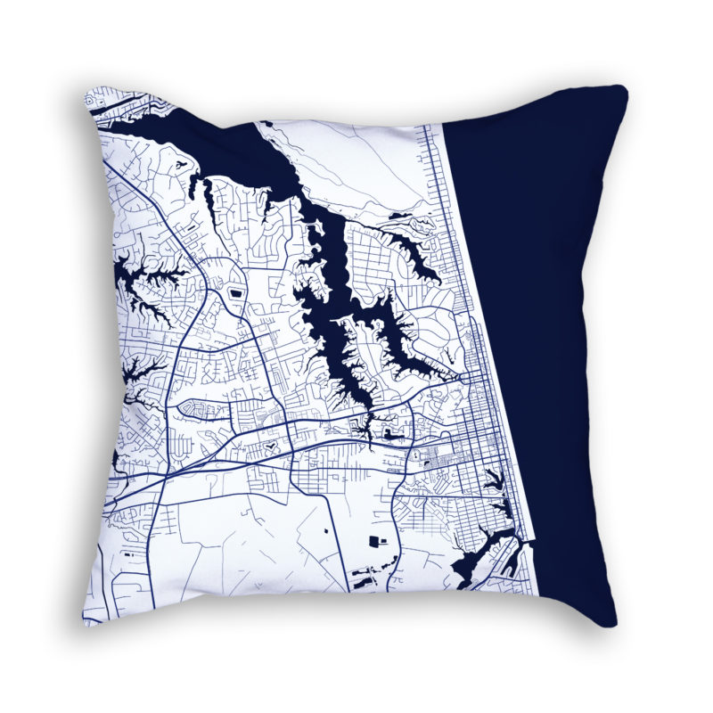 Virginia Beach Virginia City Map Art Decorative Throw Pillow