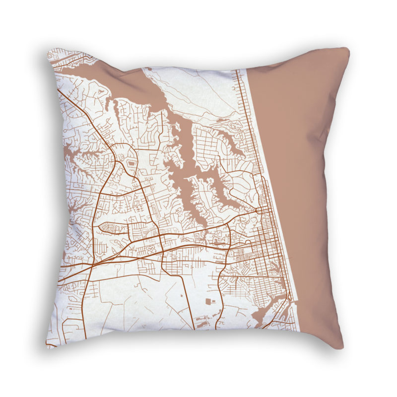 Virginia Beach Virginia City Map Art Decorative Throw Pillow