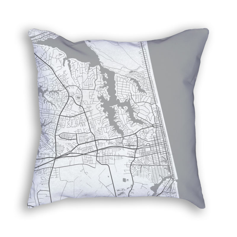 Virginia Beach Virginia City Map Art Decorative Throw Pillow