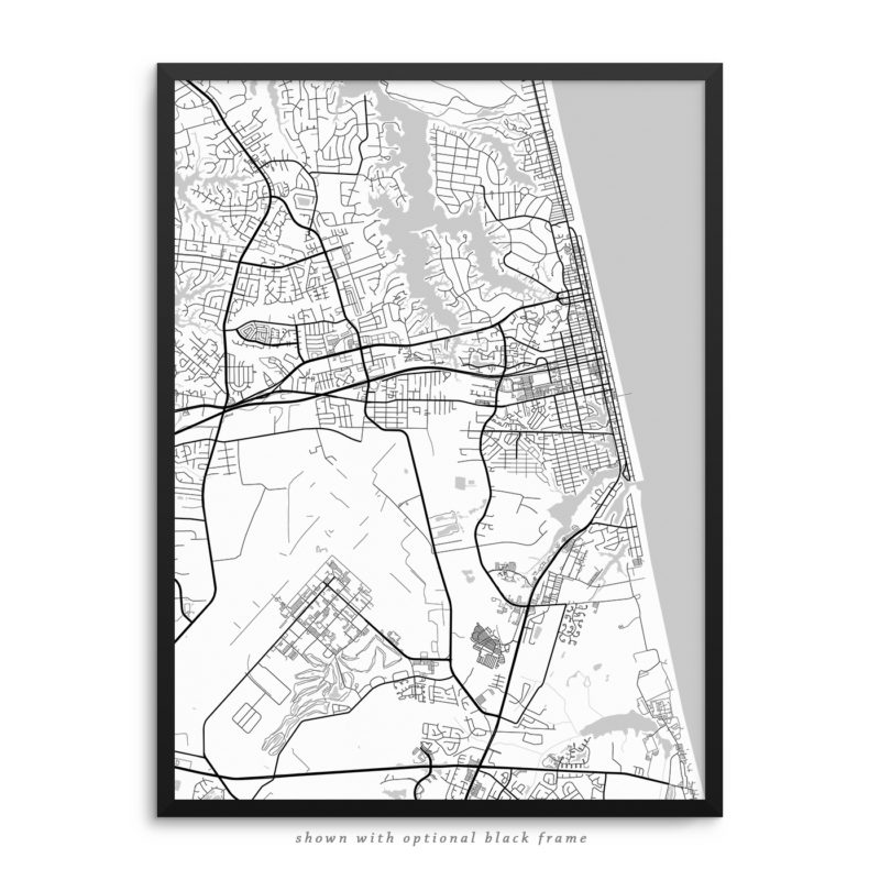 Virginia Beach VA City Street Map White Poster