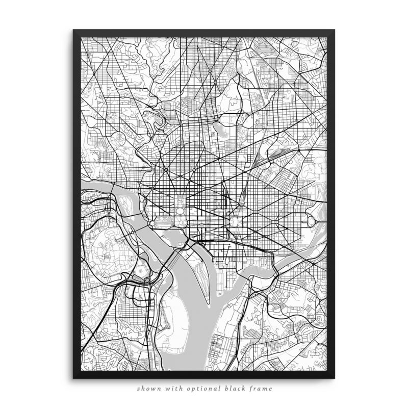 Washington DC City Street Map White Poster