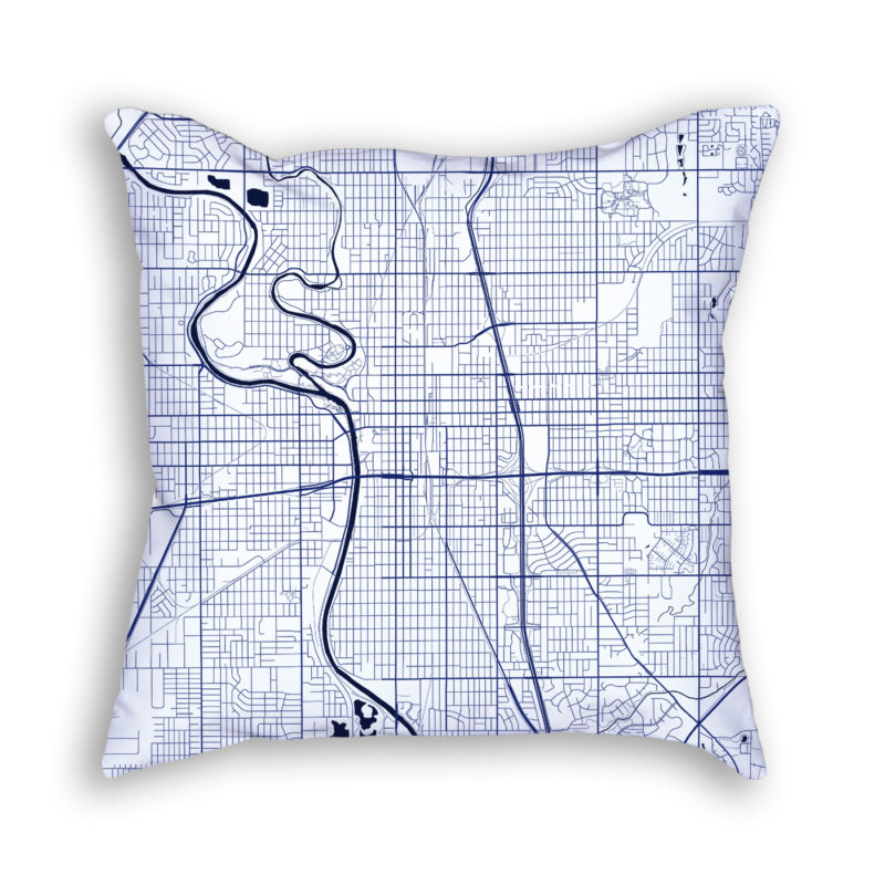 Wichita Kansas City Map Art Decorative Throw Pillow