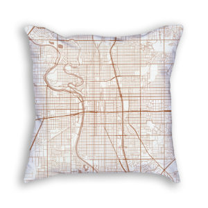 Wichita Kansas City Map Art Decorative Throw Pillow