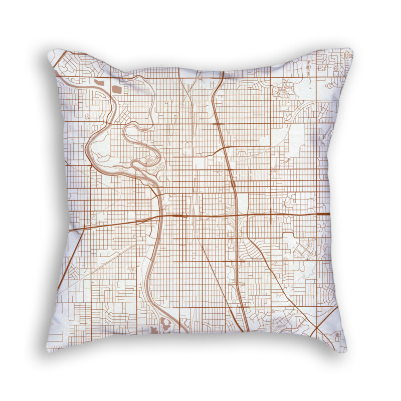 Wichita Kansas City Map Art Decorative Throw Pillow