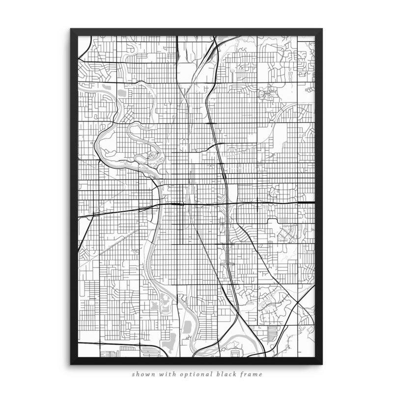 Wichita KS City Street Map White Poster