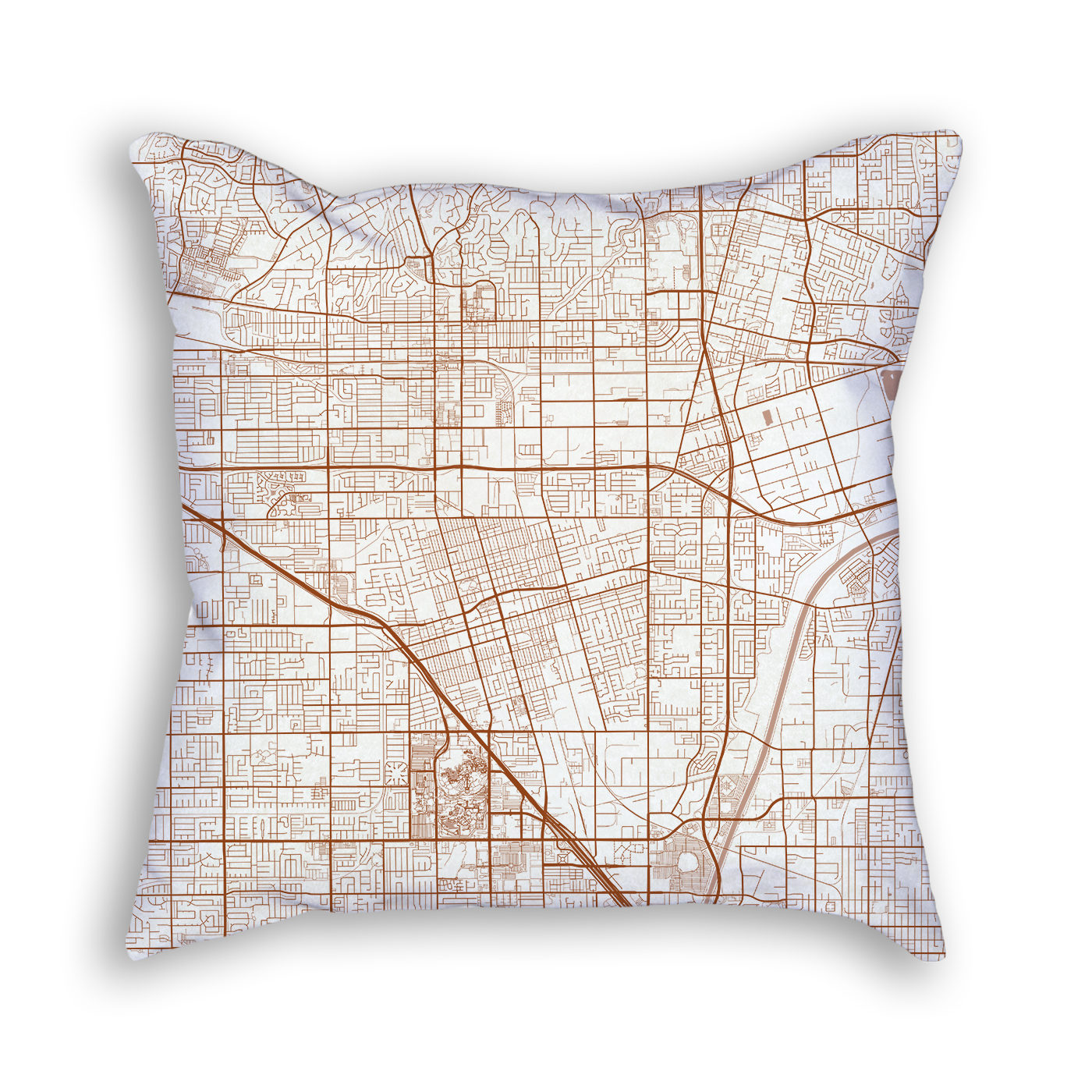 Anaheim CA City Map Art Decorative Throw Pillow